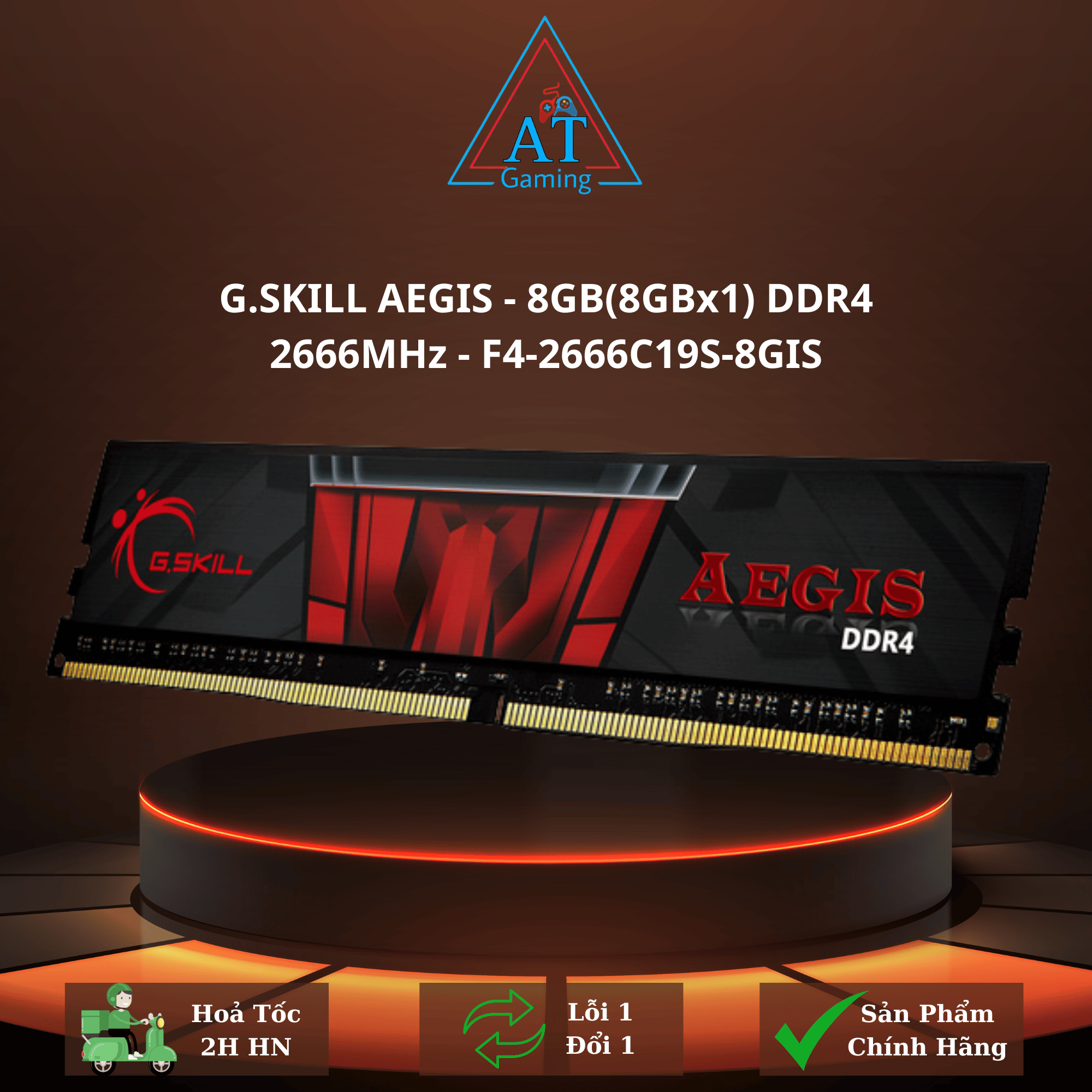 Ram G.SKILL AEGIS - 8GB(8GBx1) DDR4 2666MHz - F4-2666C19S-8GIS - Hàng chính hãng