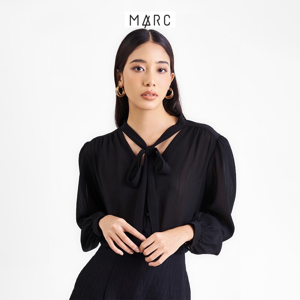 Áo kiểu sơ mi nữ MARC FASHION tay dài cổ tim cột nơ FANT092622