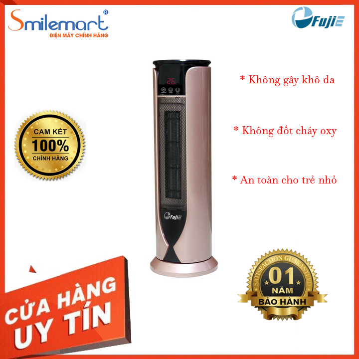 Quạt Sưởi Gốm Ceramic FujiE CH-1600RM - Hồng Đen - Hàng chính hãng