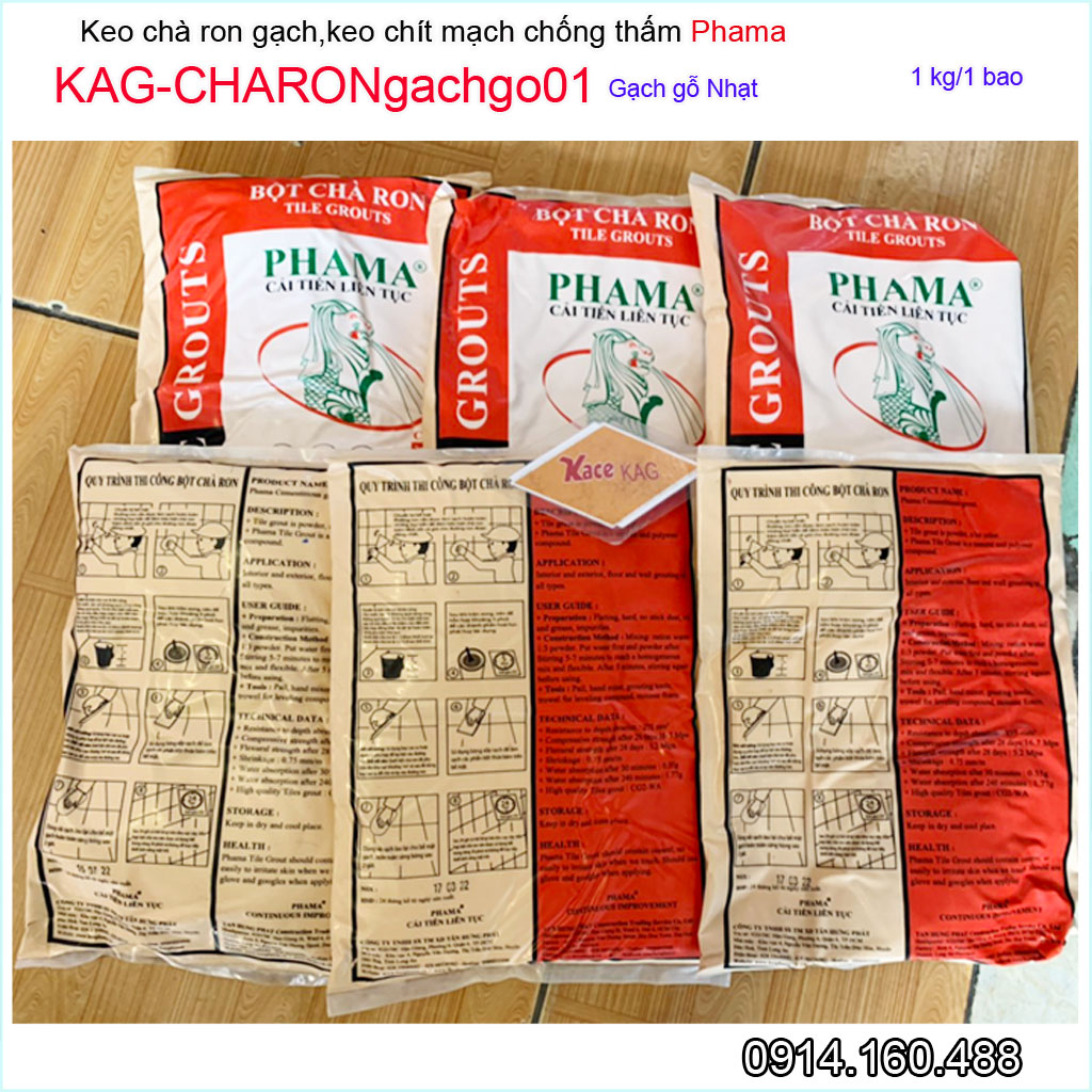 1Kg Keo chà ron phama gạch gỗ nhạt KAG-CHARONgachgo01, bột chít mạch khe ron gạch chống thấm-chống rêu mốc