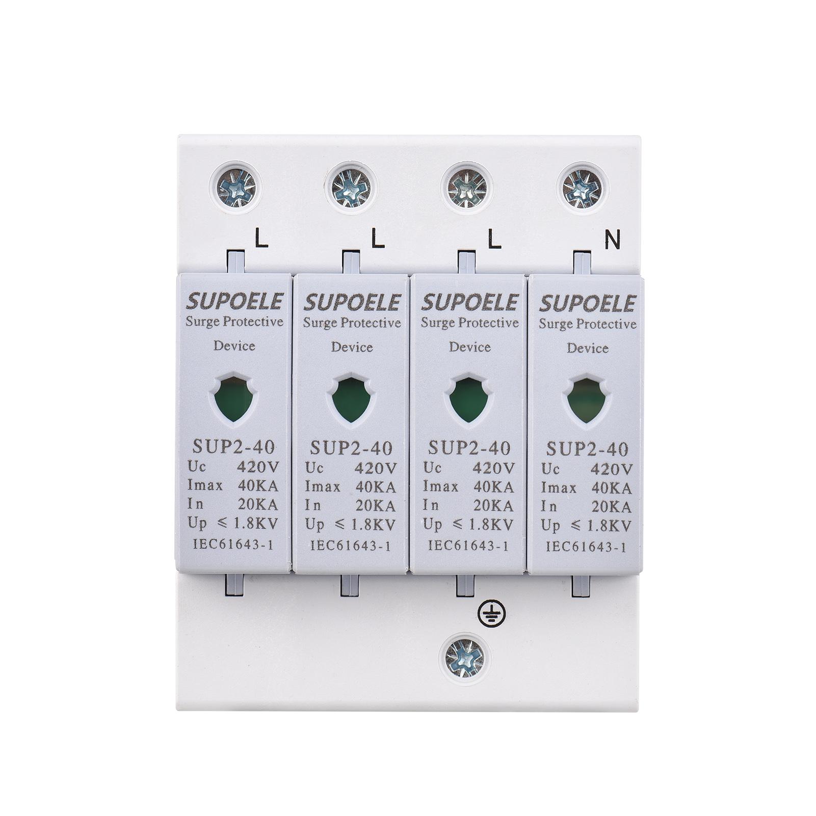 AC 420V Chống Sét Thiết Bị Bảo Vệ 4P 40KA Chống Sét Hộ Gia Đình Chống Sấm Bảo Vệ Phá DIN Rail Lắp Đặt