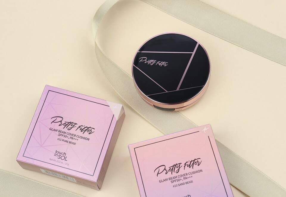 PHẤN NƯỚC TOUCH IN SOL PRETTY FILLER GLAM BEAM COVER CUSHION TONE 23