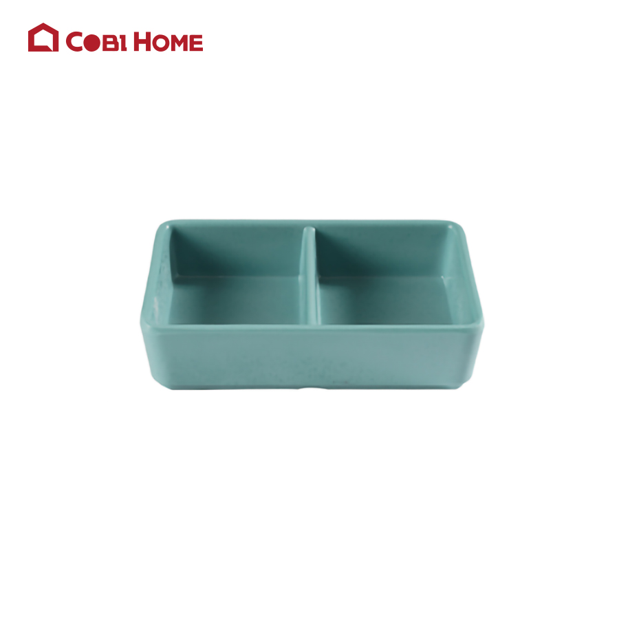 Chén chấm hình vuông 2 ngăn bằng melamine