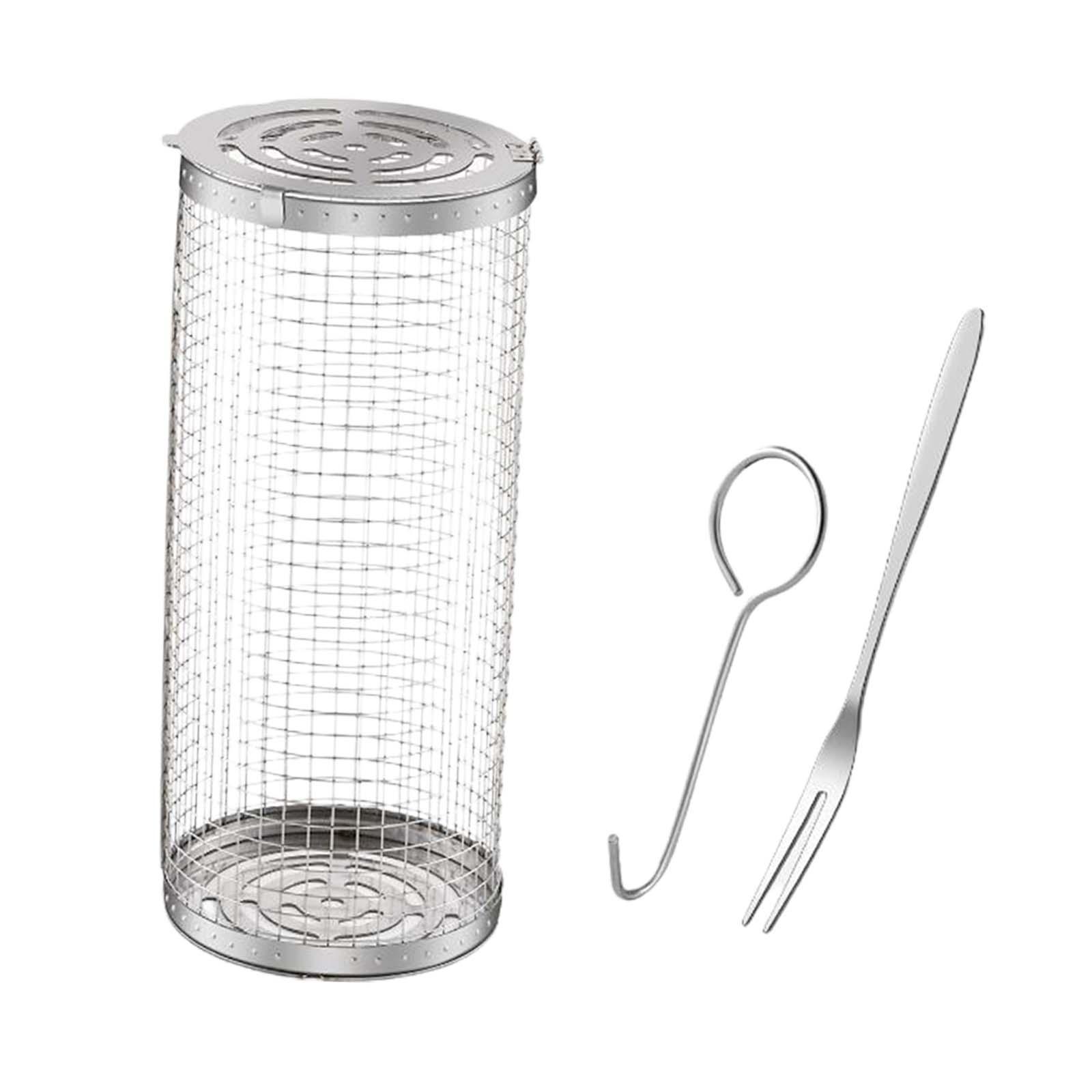 Rolling Grill Basket Easy Clean Grill Grate for Peanut Beans small