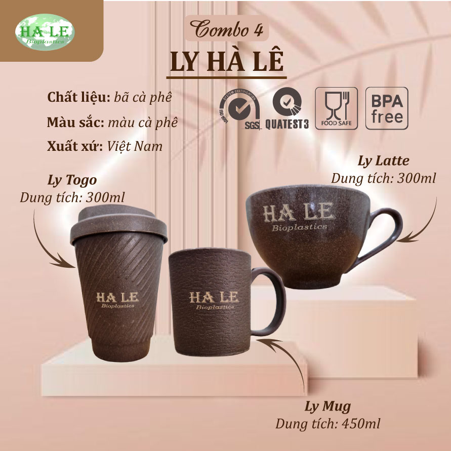 Combo 4: Ly Hà Lê từ bã cà phê