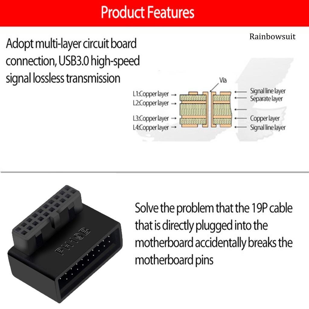 Đầu Nối Bo Mạch Chủ USB 3.0 19/20 Pin 90 Độ Chuyên Dụng Dành Cho Máy Tính