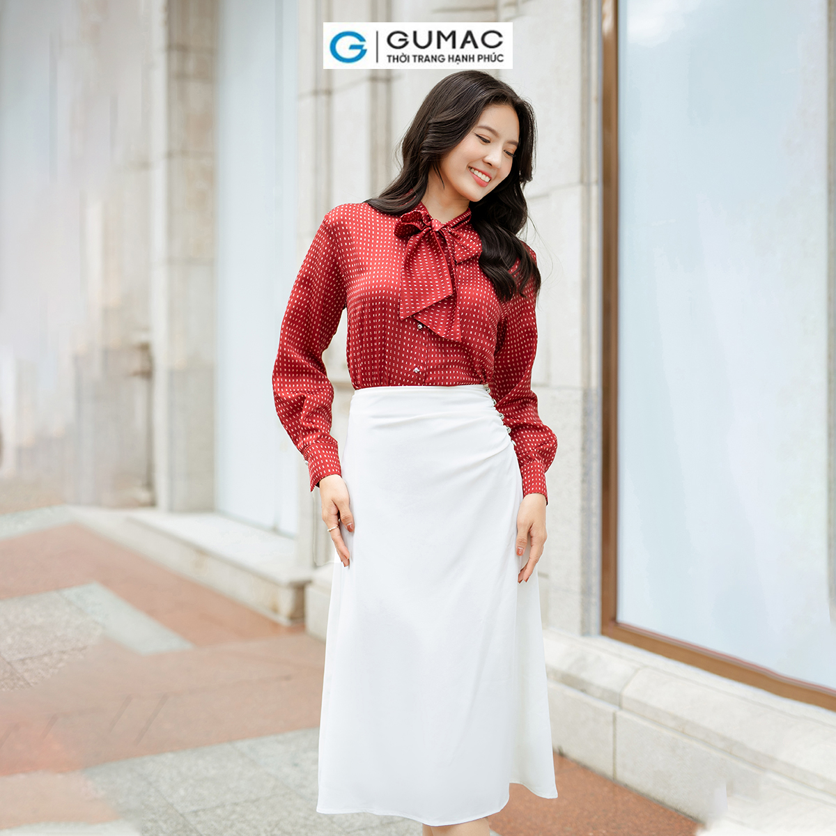 Chân váy A nhún sườn thời thượng sang trọng thời trang GUMAC VD06034