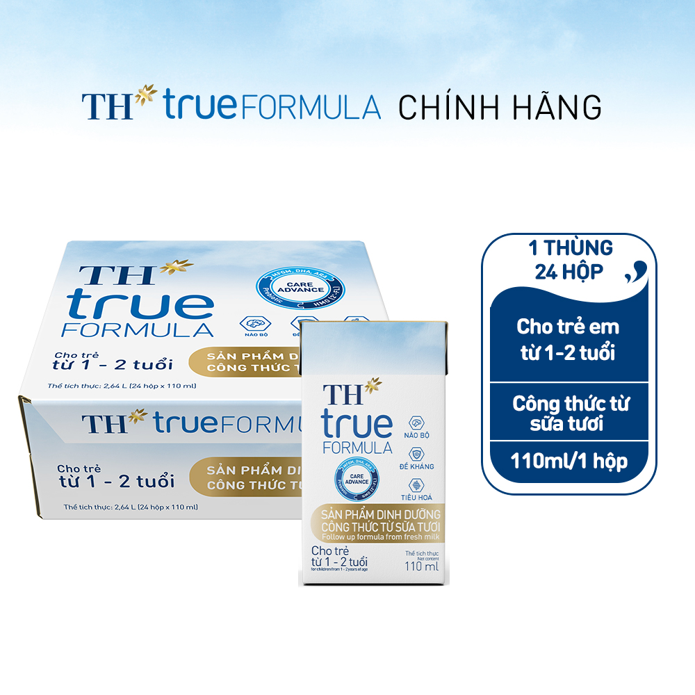 Thùng 24 hộp sản phẩm dinh dưỡng công thức sữa tươi TH True Formula 110ml (110ml x 24)