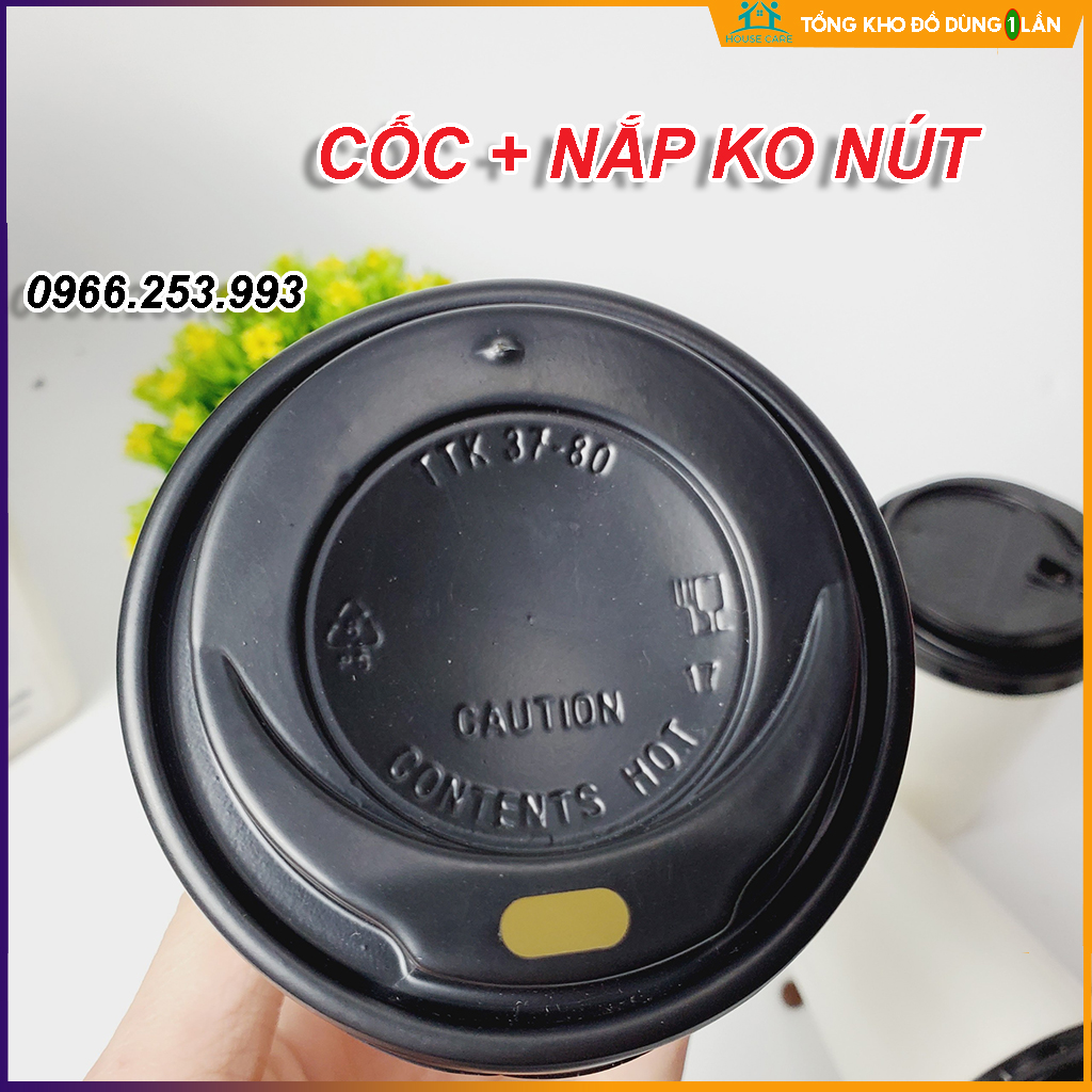 50 cốc giấy CÓ NẮP 360ml size 12OZ cao cấp