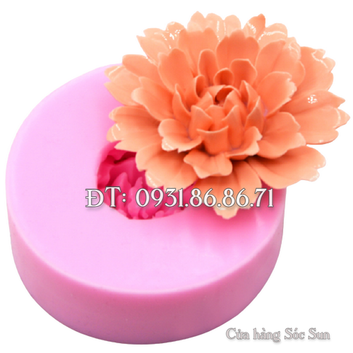 Khuôn silicon hoa mẫu đơn tầng loại 11 cm - Mã số 1353