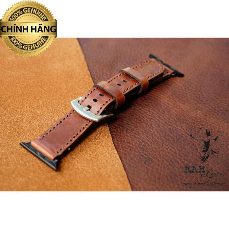 DÂY ĐỒNG HỒ DÀNH CHO APPLE WATCH DA BÒ NÂU ĐỎ - RAM CLASSIC 1981 --ĐỦ SIZE -CHÍNH HÃNG RAM LEATHER .