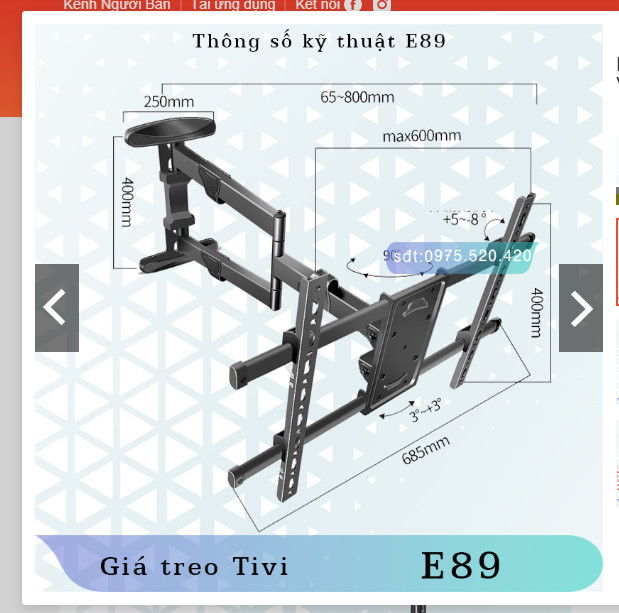 Khung treo tivi XOAY North Bayou SP2 (32&quot;-75&quot;) - Màn hình vuông góc với tường hàng chính hãng