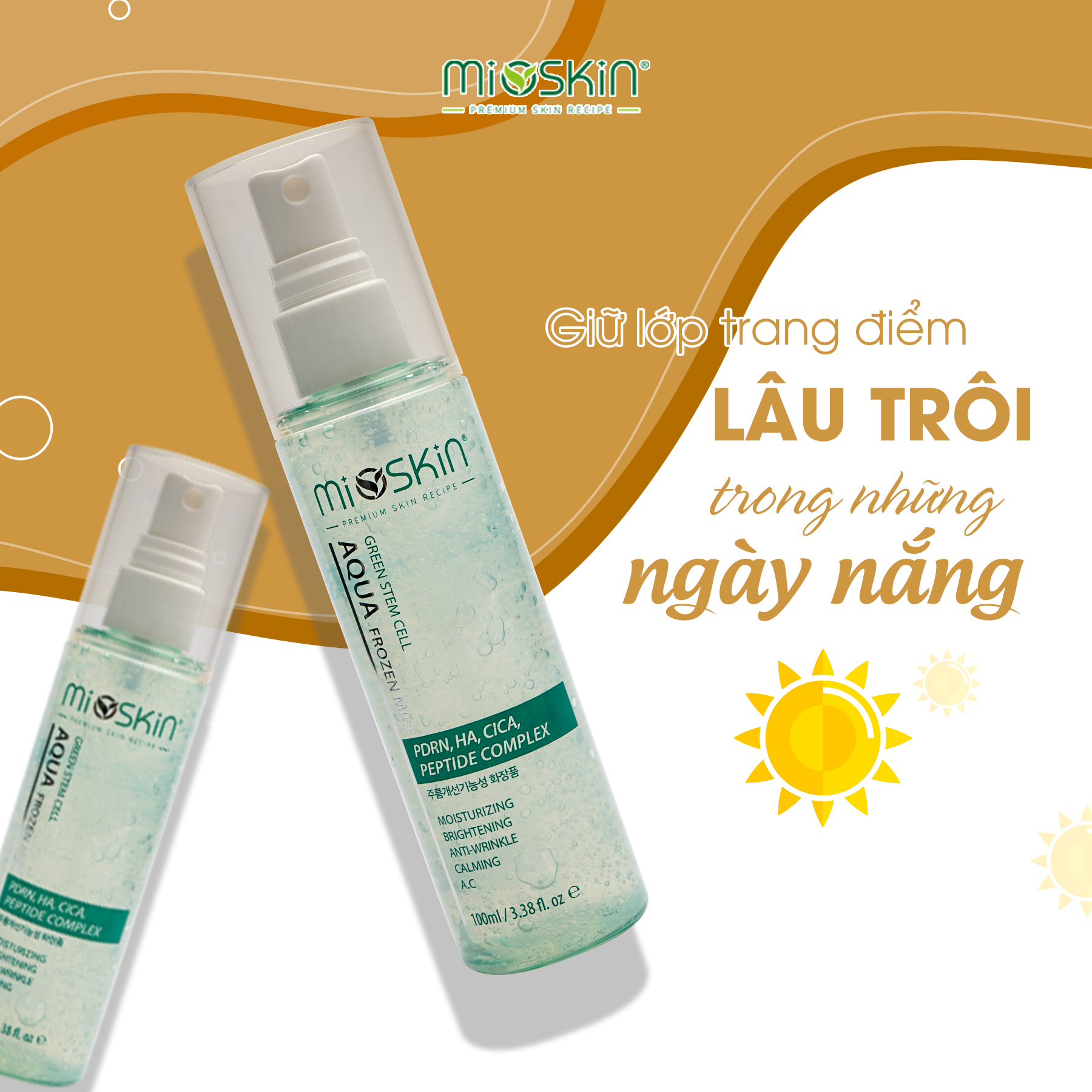 Xịt Dưỡng MIOSKIN Tế Bào Gốc Trẻ Hóa Làn Da 100ML HÀN QUỐC. Tặng Gel Móc Khóa 30ml