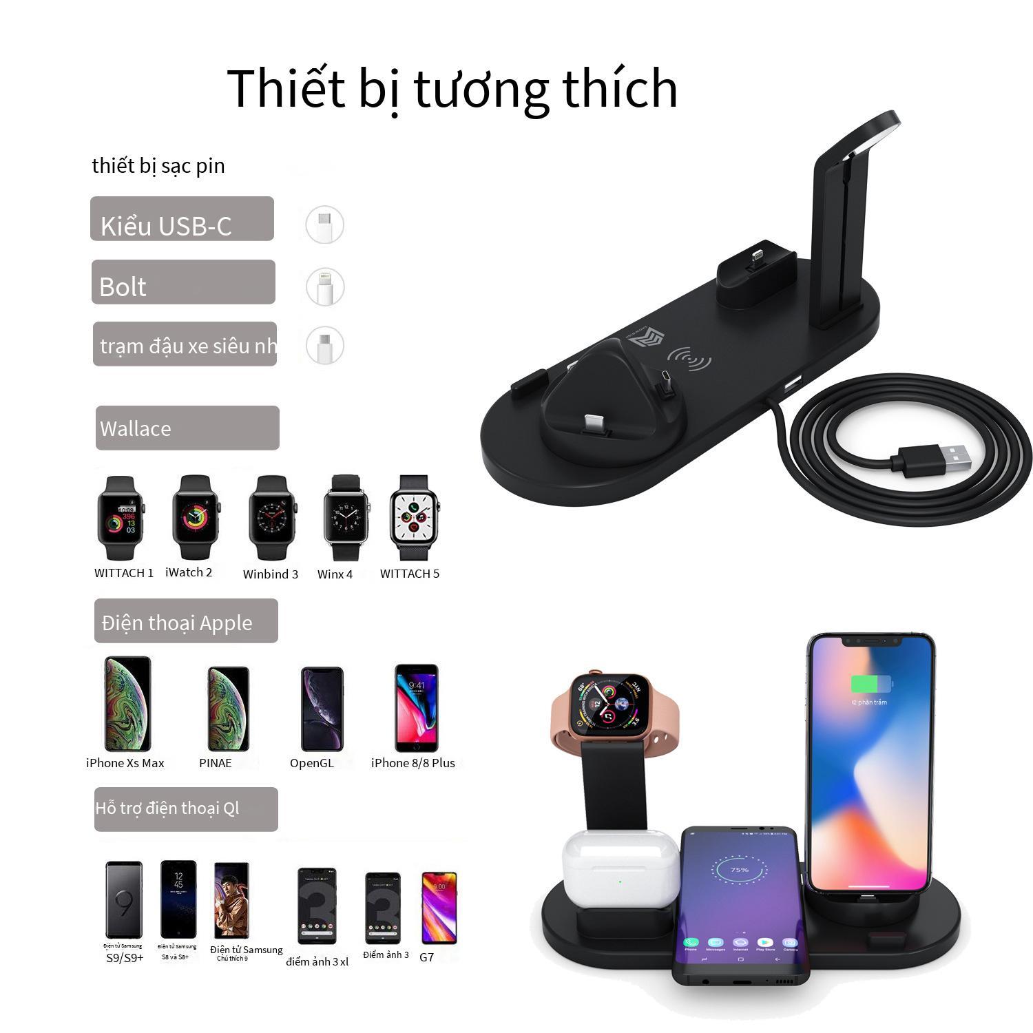 Giao hàng nhanh Amazon bùng nổ điện thoại di động sạc không dây điện thoại di động sạc không dây máy tính để bàn đế sạc không dây ba trong một