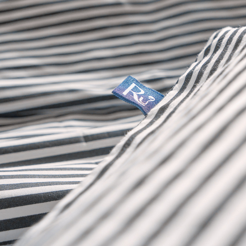 Bộ Ga Trải Giường Ru9 Cotton Percale 100% Cotton Tự Nhiên - Black Oyster Stripe