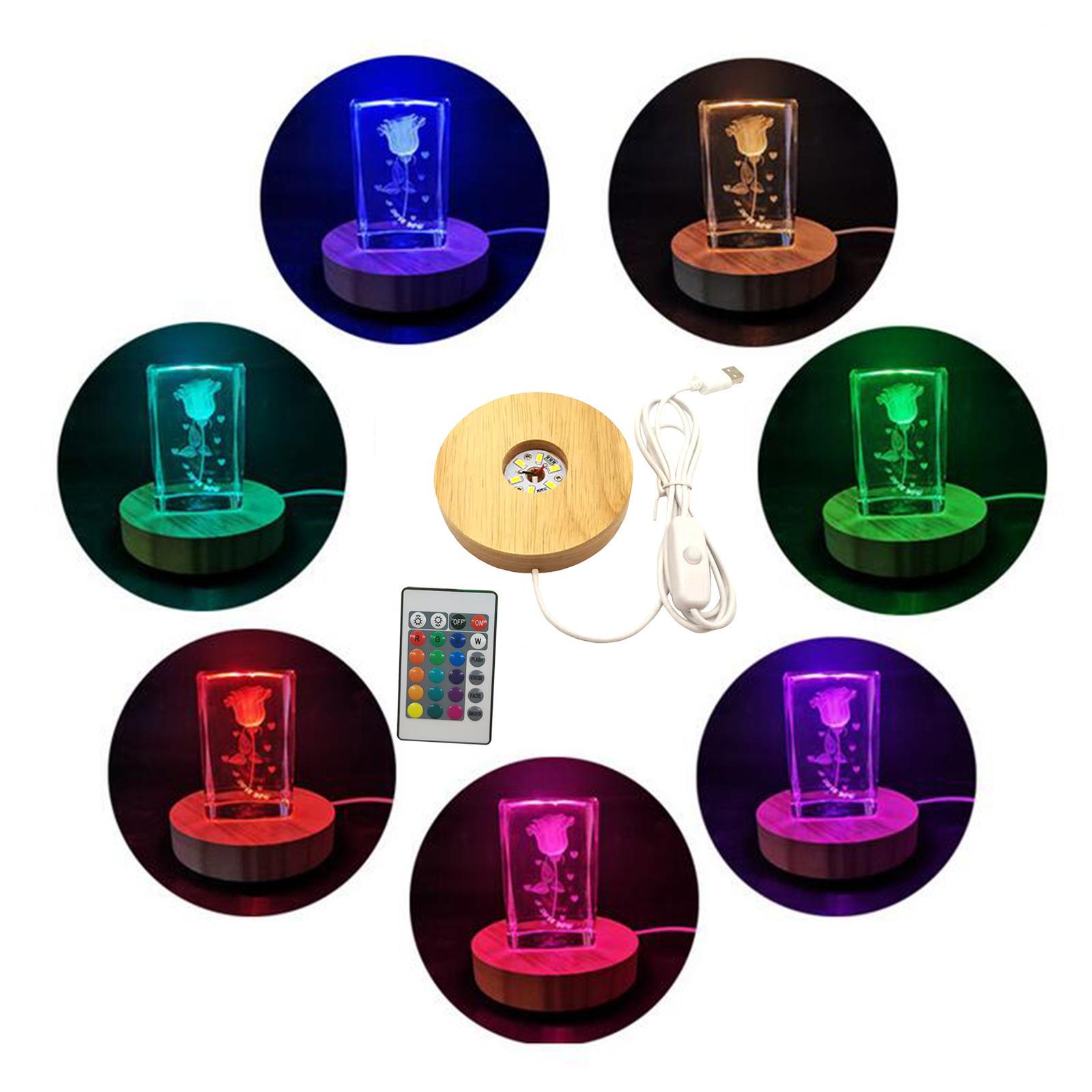 LED Night Light Base Acrylic Display Stand Lamp USB for Crystals Jewelry