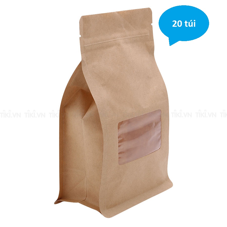 Túi giấy Kraft Nâu có cửa sổ đáy bằng 8 cạnh size 15 x 23 cm (20 túi)