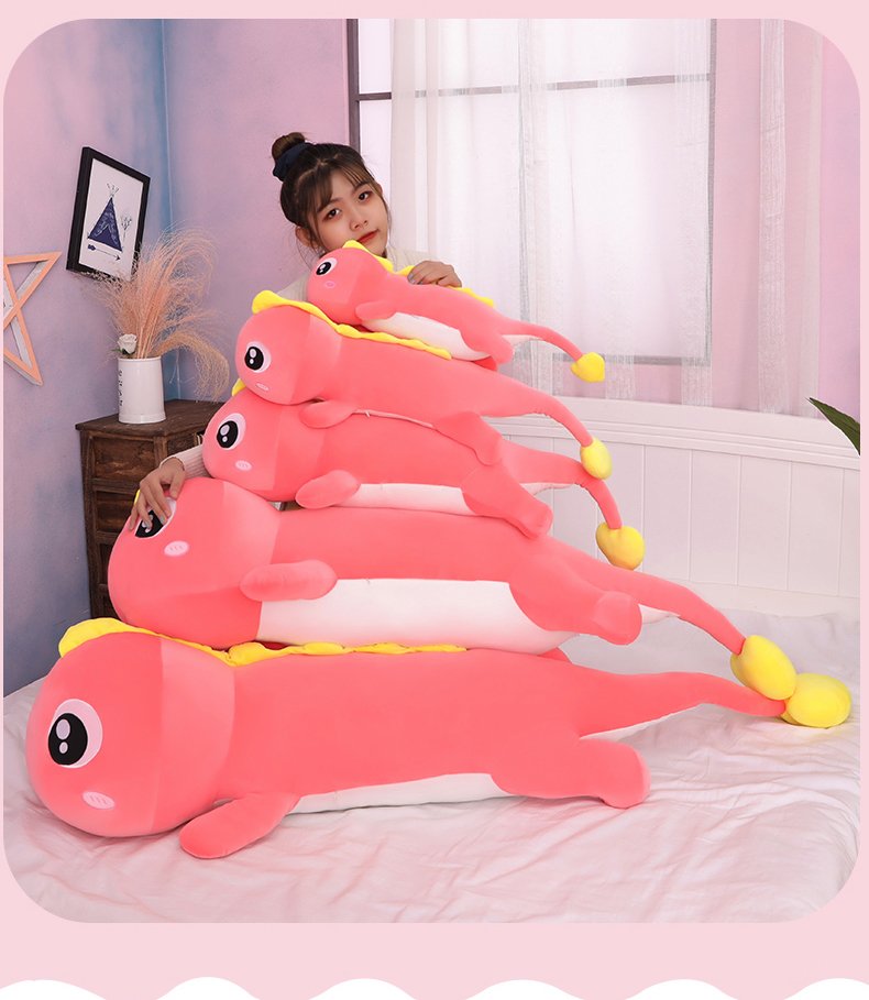 Gấu Bông Khủng Long Mắt Lồi Đuôi Tim Dễ Thương Siêu Cưng (55cm---&gt;160cm) Gối Ôm Khủng Long Đuôi Tim Siêu Mềm Mịn, Êm Ái Hàng Cao Cấp - Hồng - 90cm