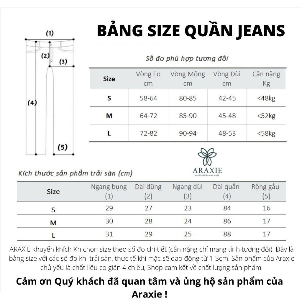 Quần bò nữ ống đứng nữ Araxie quần jean ống đứng nữ màu đen co giãn 4 chiều JAOD06