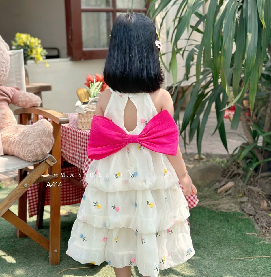 Đầm váy công chúa cho bé gái phong cách Hàn Quốc từ 10-45kg chất voan mềm mát