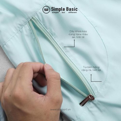 Áo khoác dù nam 1 lớp Simple Basic, thoáng mát, chống tia UV, màu xanh ngọc