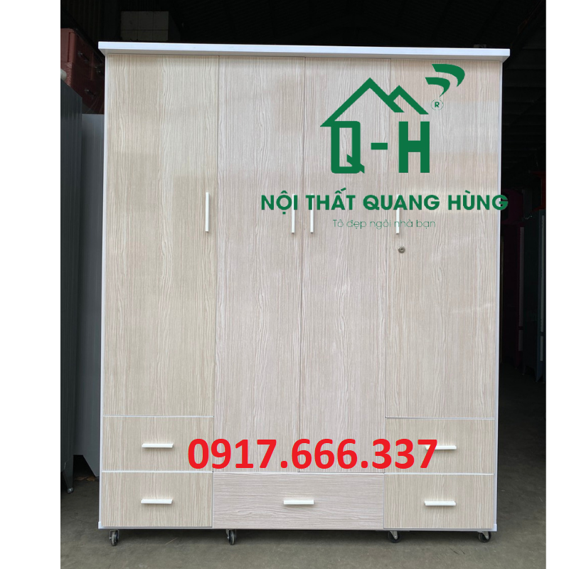 TỦ NHỰA ĐÀI LOAN 4 CÁNH 1M6X1M8 MÀU TRẮNG SỒI DÀNH CHO GIA ĐÌNH