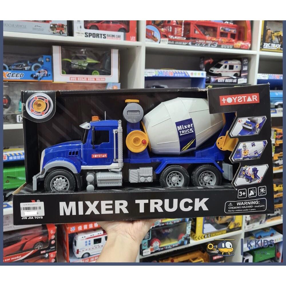 HÀNG LOẠI 1 LỐP CAO SU XE TRỘN BÊ TÔNG CỠ ĐẠI CAO CẤP MIXER TRUCK TOYSTAR CÓ ĐÈN, ÂM THANH, XOAY BỒN CHO BÉ