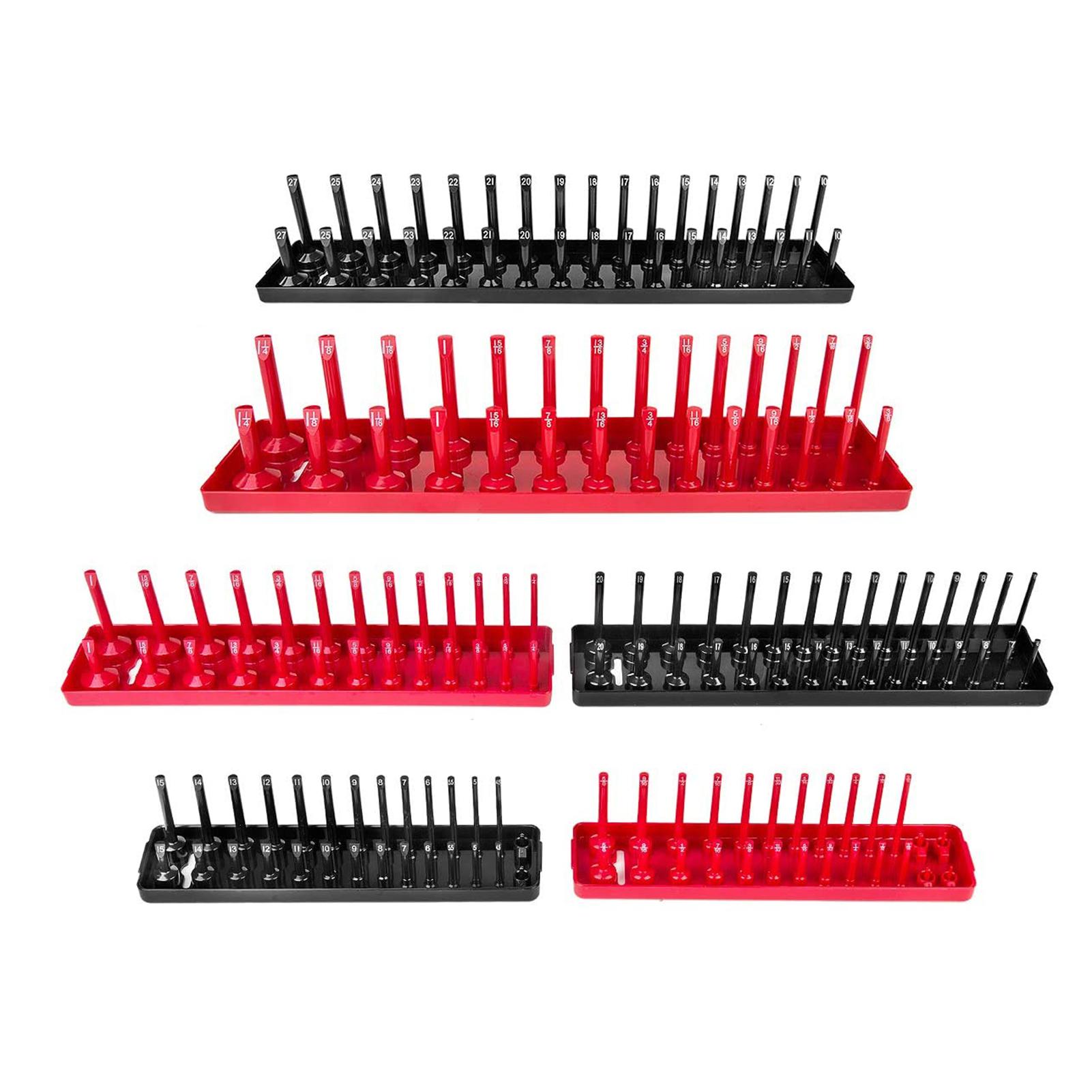 6PCS Socket Storage Tray Suit 1/4in, 3/8in, 1/2in Drive Deep And Shadow Socket Mounts Applicable For Tool Case