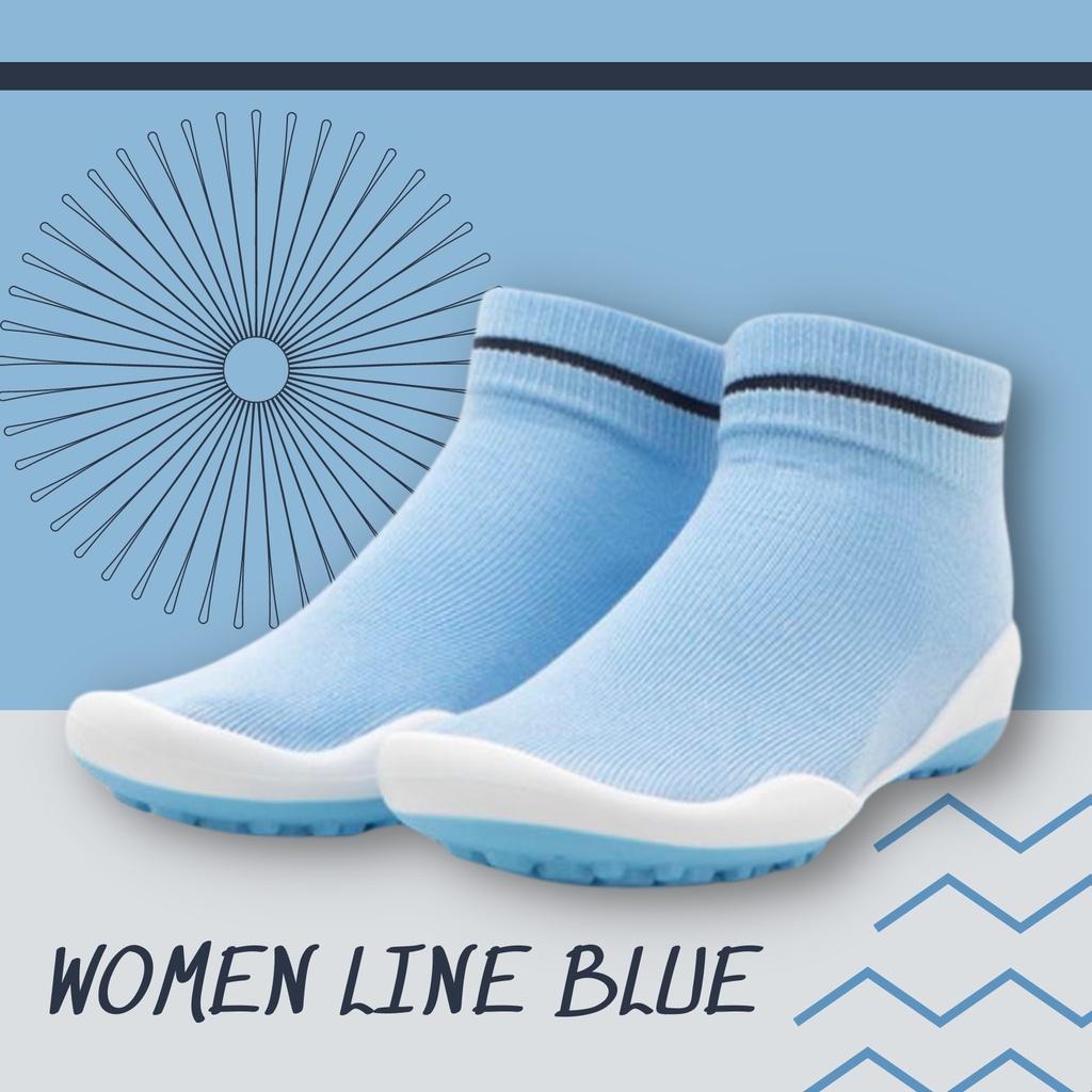 GIÀY TẤT NGƯƠI LƠN - WOMEN CÓ CỔ line blue