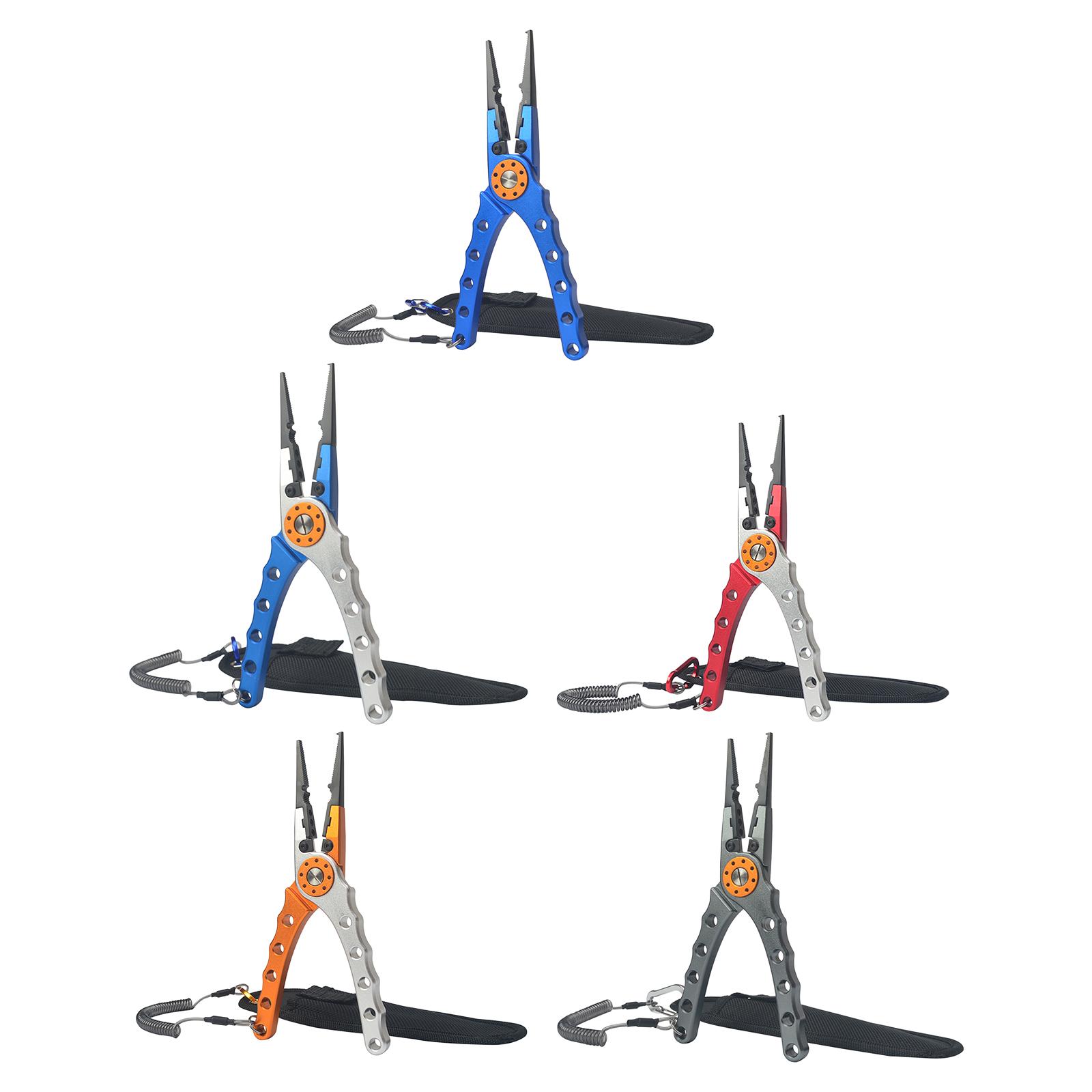 Aluminum Alloy Fishing Pliers Lightweight Fishing Tackle Pliers Braid Cutters, Equipped with Sheath and Lanyard