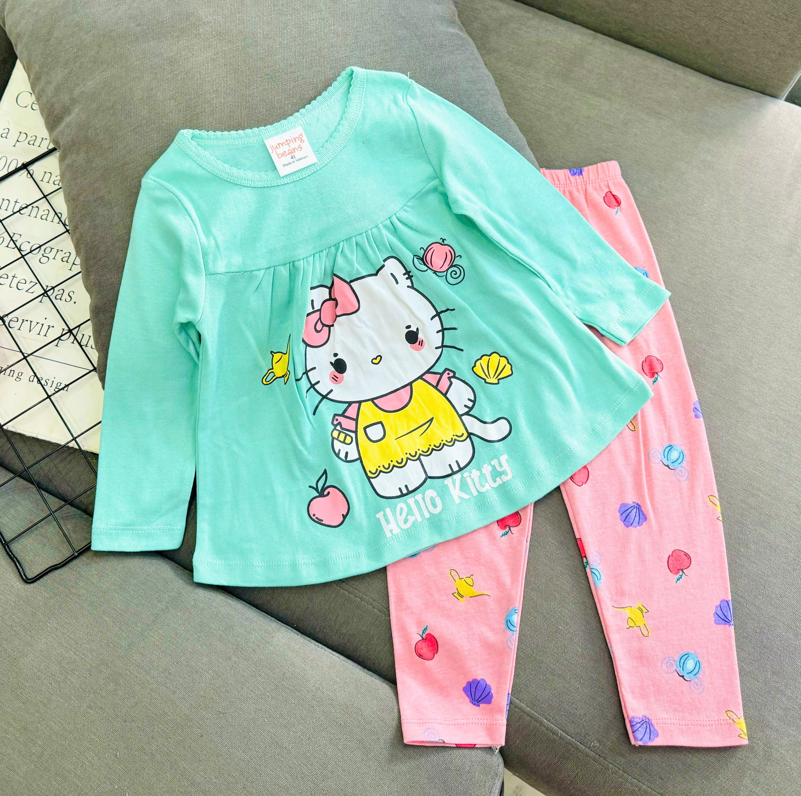 Đồ bộ bé gái, Bộ ngủ dài tay cho bé gái từ 8-25kg chất cotton hàng xuất mềm mịn mát