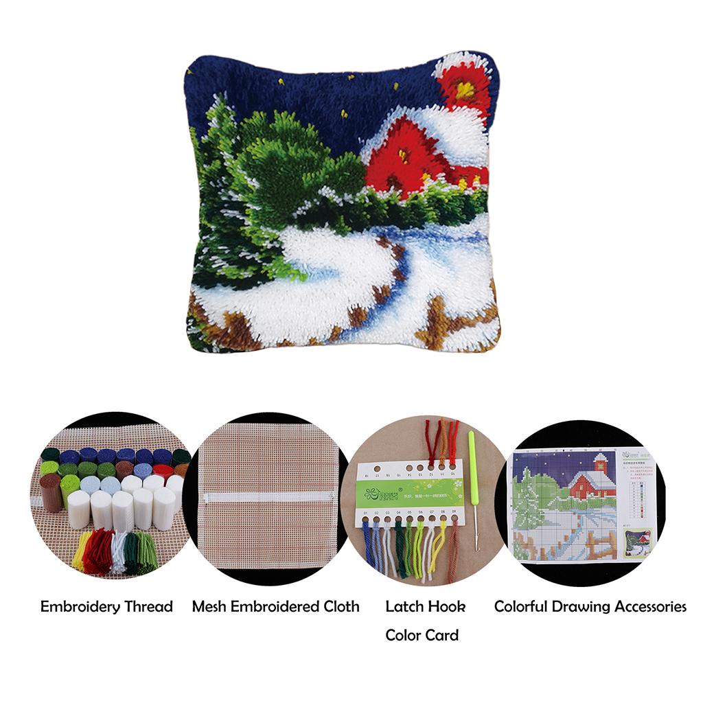 17x17 inch DIY Latch Hook Kits Throw Pillow Cover Cute Rug Animal Pattern Printed, Crochet Needlework Crafts for Kids and Adults