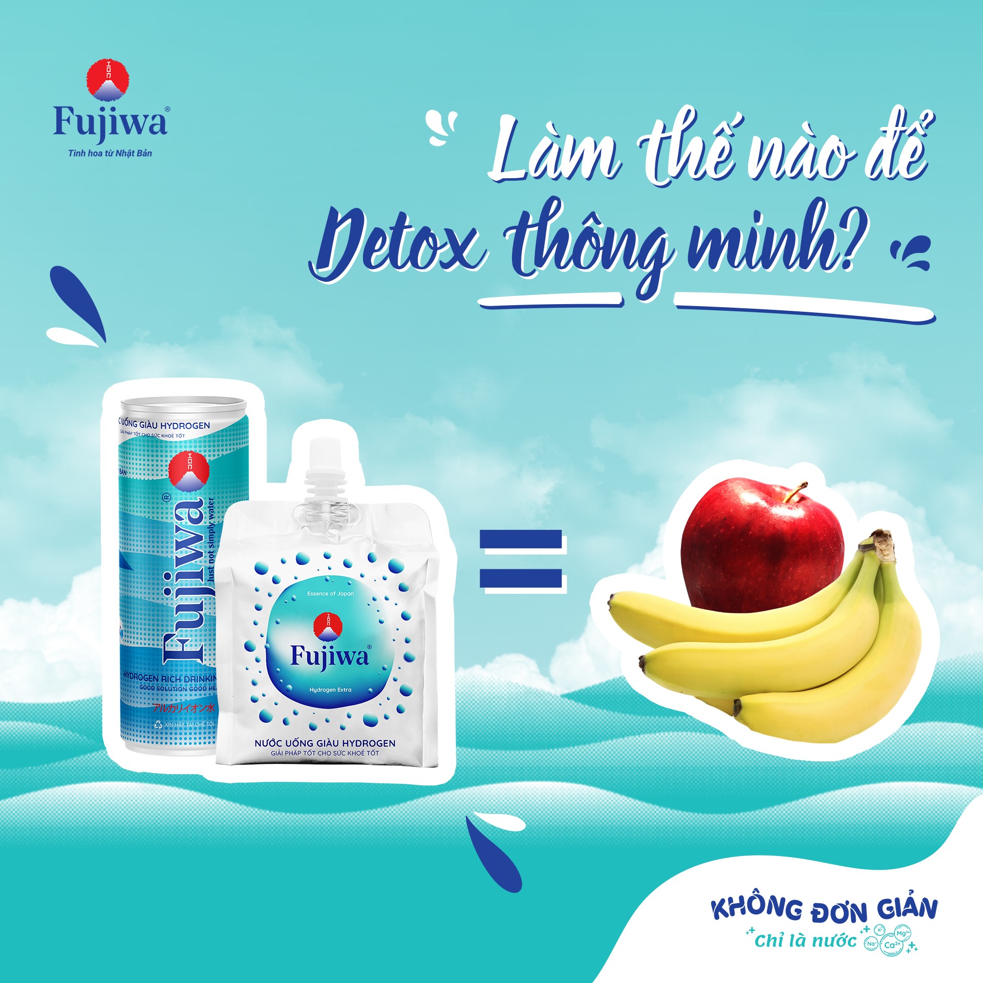 Nước Uống Ion Kiềm Giàu Hydrogen Cao Cấp Fujiwa Đóng Lon 330ml - Detox nhanh, Hỗ trợ tiêu hoá, Cải thiện đường ruột, Giải độc gan