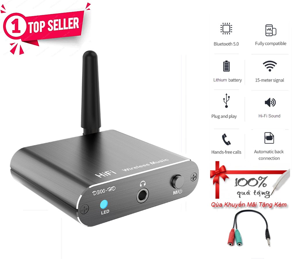 Hàng Chính Hãng - Bộ Thu Bluetooth D300-JA Bluetooth 5.2 Phạm Vi Kết Nối 10m Đa Dạng Kết Nối AUX 3.5mm Optical Coaxial Chế Độ Chuyển Đổi Linh Hoạt Đàm Thoại Rảnh Tay Âm Thanh Hi-Fi Hỗ Trợ Đa Định Dạng SBC AAC aptX-HD Pin Trâu 10 Tiếng Nhỏ Gọn - ROGTZ