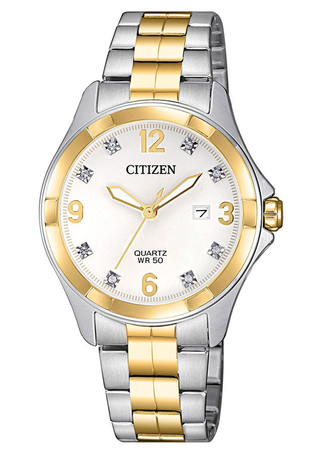 Đồng Hồ Nữ Citizen Đính Đá Swarovski Dây Thép Không Gỉ EU6084-57A - Mặt Trắng