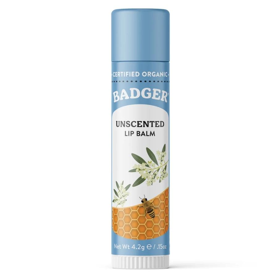 Son dưỡng môi hữu cơ BADGER không màu không mùi - Classic Unscented Lip Balm USDA Organic - 4.2g