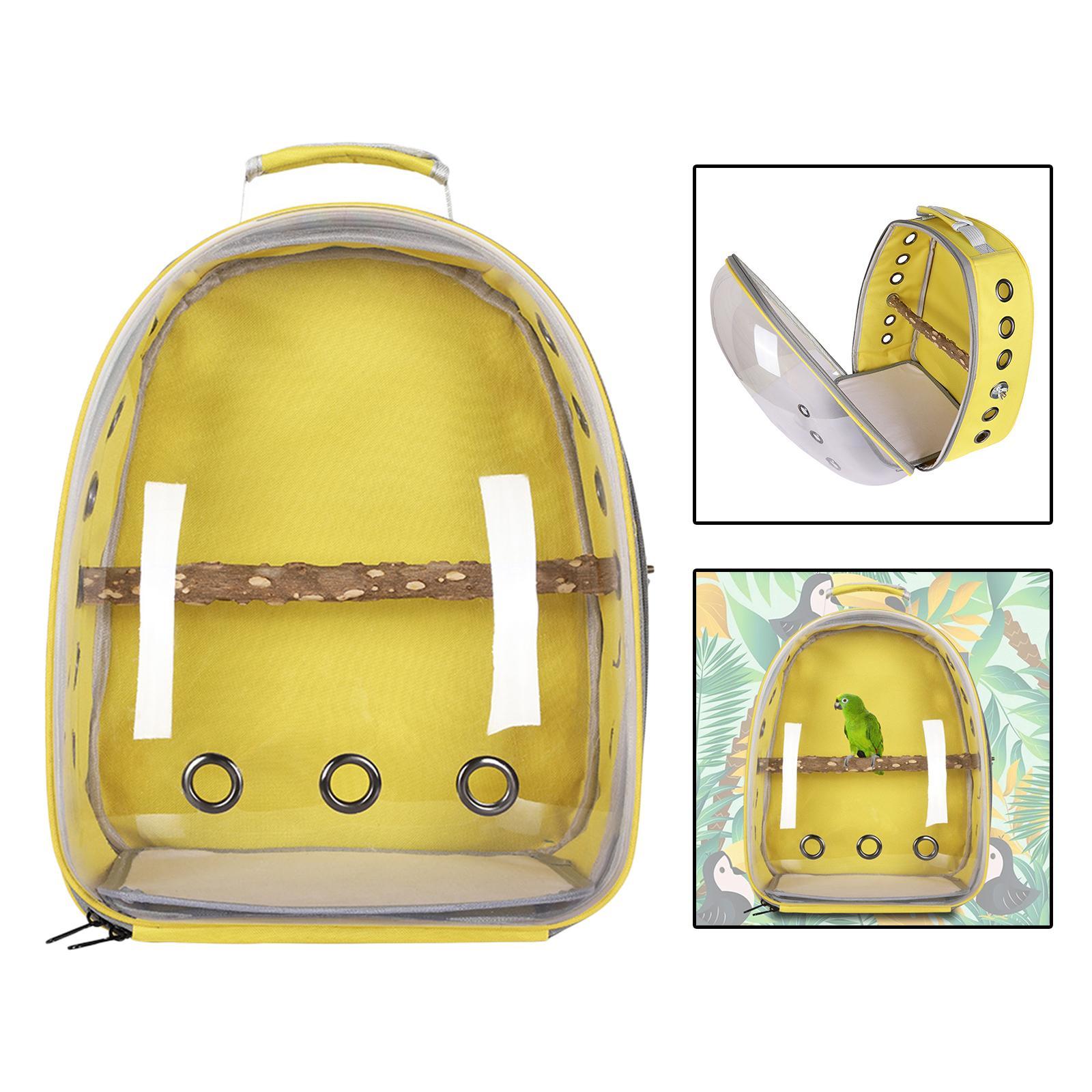 Bird Carrier Cage Shoulder Bag Pet Parrot Backpack Yellow