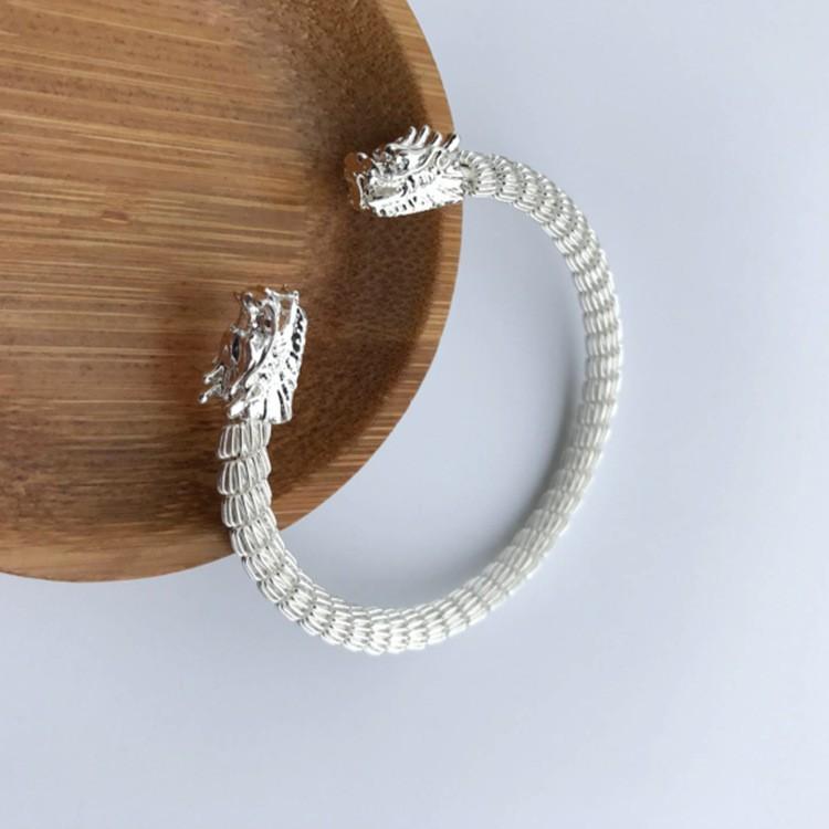 Lắc tay nam bạc Thái S925 thân quấn rồng mạnh mẽ cá tính