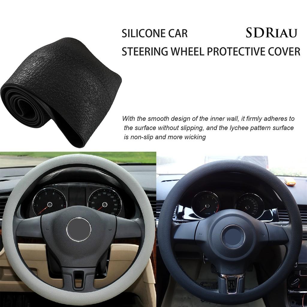 Vỏ Bọc Vô Lăng Xe Hơi Màu Trơn Làm Từ Silicon Chống Trượt Tiện Dụng