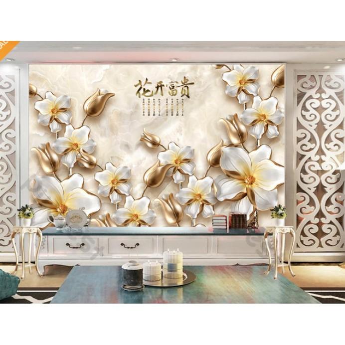 Tranh dán tường Tranh phòng khách phòng ngủ hiện đại dán tường - Hoa Ngọc Lan Kim