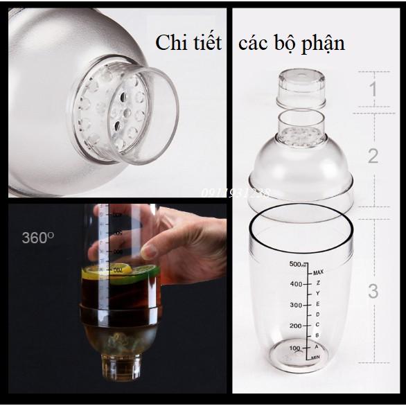 Bình lắc Shaker pha chế nhựa chia vạch đen 700ml