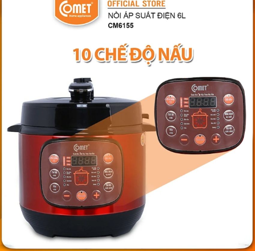 Nồi áp suất điện 6.0L, 1000W Comet CM6155 - Hàng chính hãng