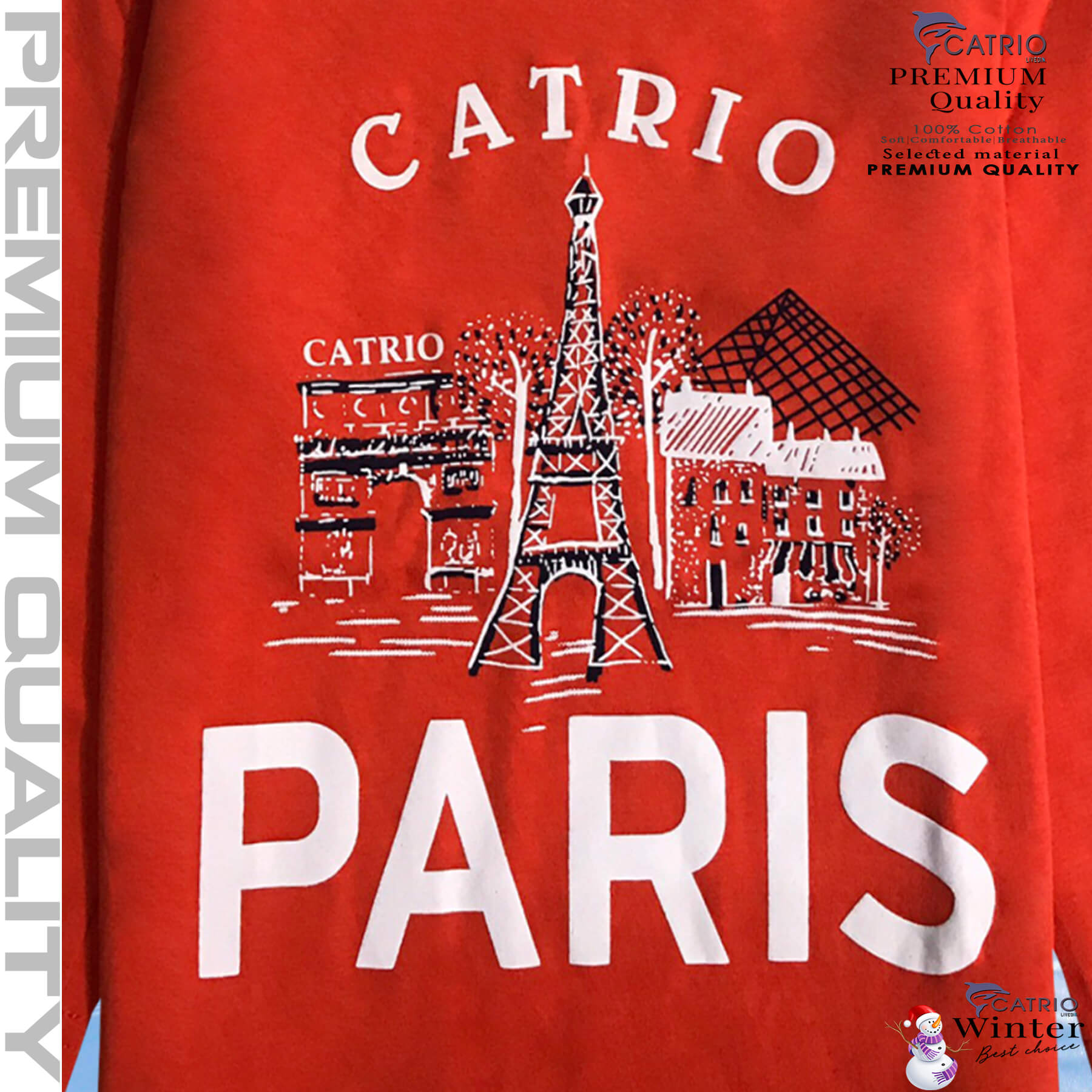 ÁO THUN DÀI TAY BÉ TRAI CATRIO in PARIS màu CAM là áo phông tay dài trẻ em từ 8kg 10kg 12 kg .. 30kg cổ tròn vải dệt kim co giãn 4 chiều + quần dài cotton thành bộ đồ thu đông cho bé rất đẹp