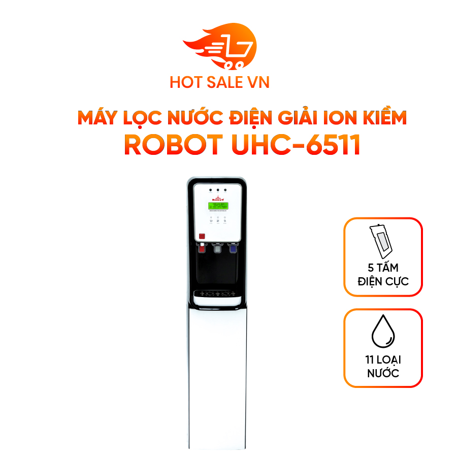 Máy Lọc Nước Điện Giải Ion Kiềm ROBOT UHC 6511 Chức Năng Nước Nóng Lạnh - Hàng Chính Hãng