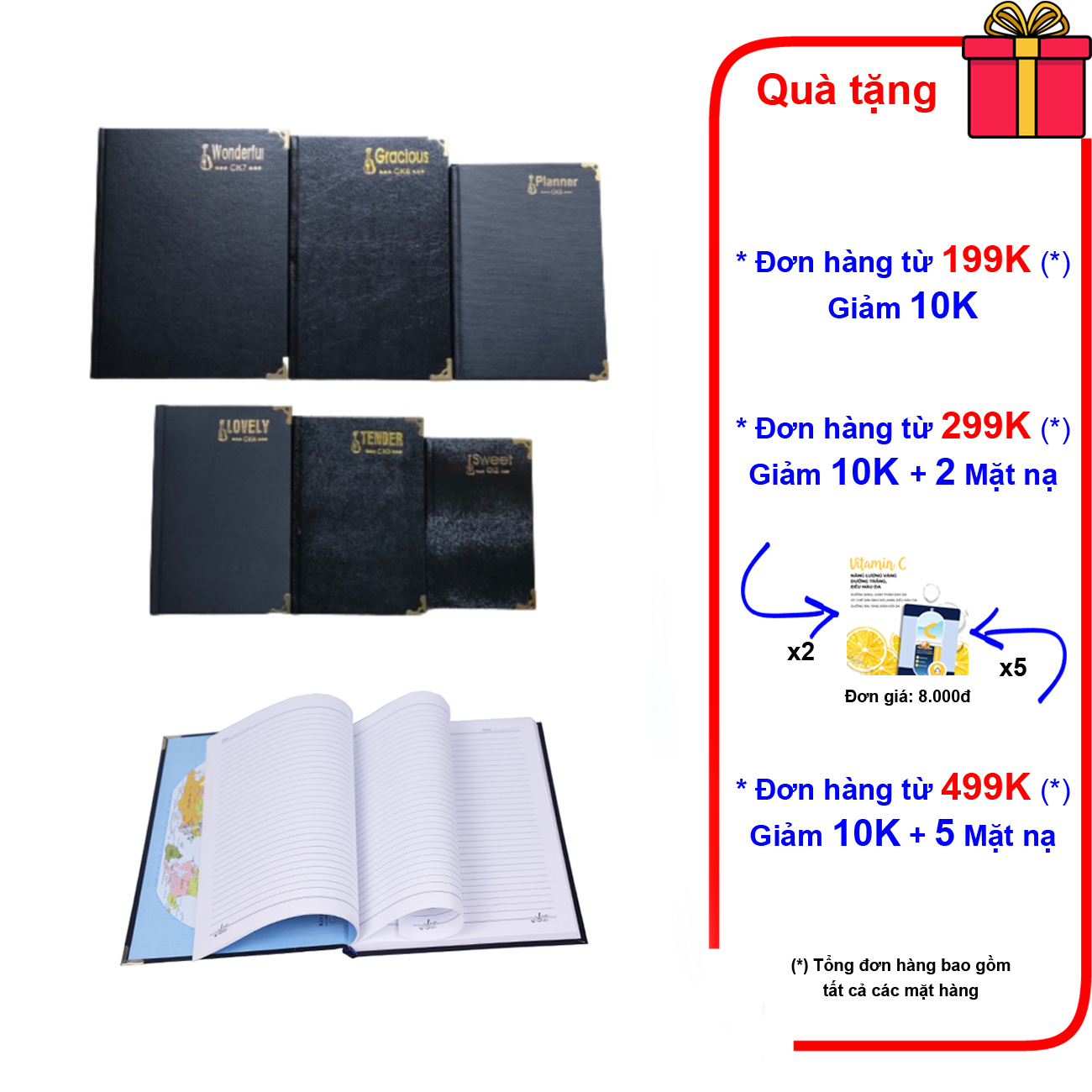 2 cuốn sổ da bìa cứng nhỏ 8x13cm