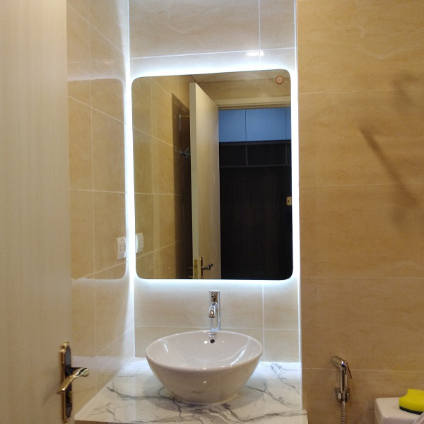 Gương cảm ứng đèn led chữ nhật treo tường bàn trang điểm makeup nhà tắm phòng wc cao cấp thông minh guonghoangkim hk3012