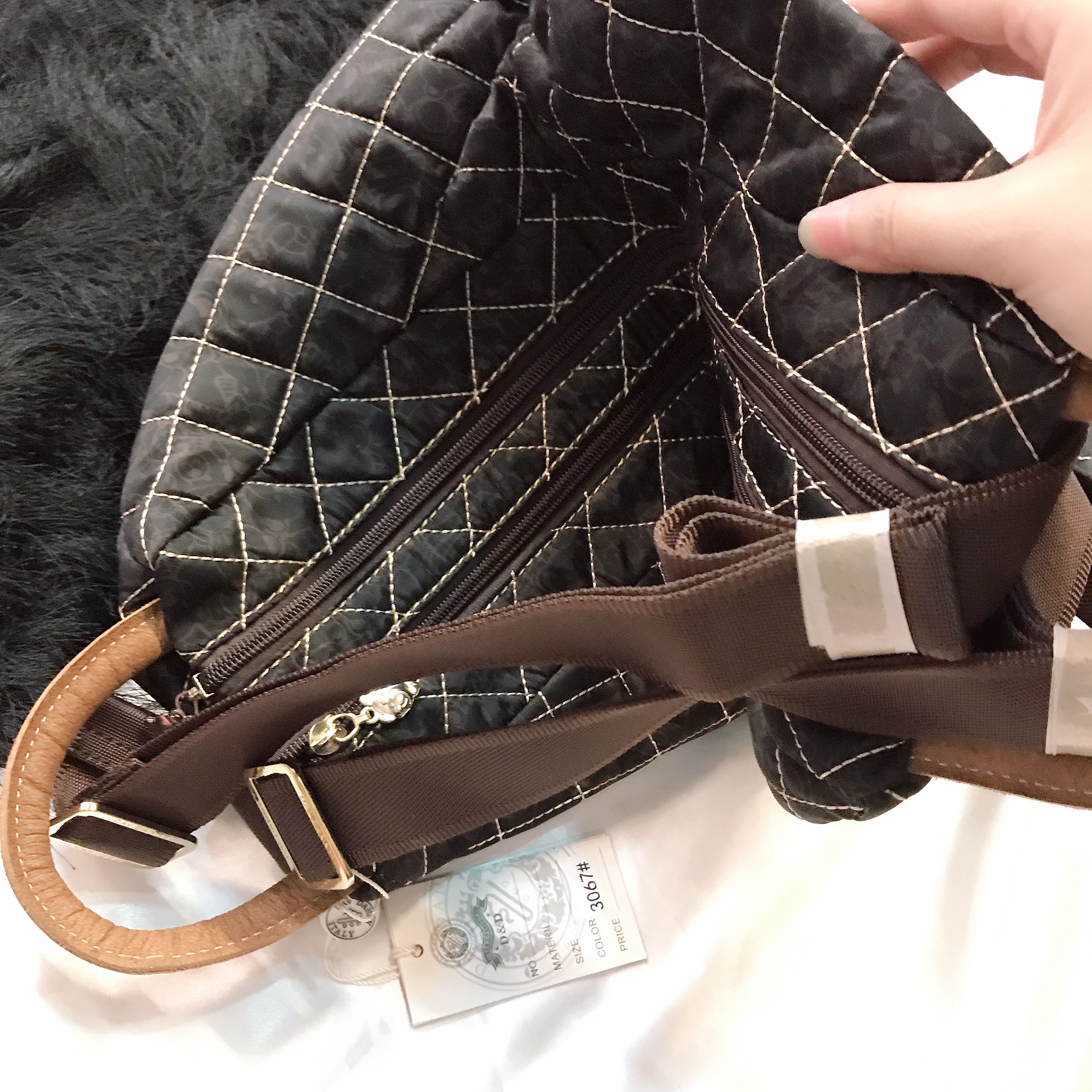 Balo thời trang túi xách 2 in 1 đan chéo gấu đen siêu xinh - DD166K3067