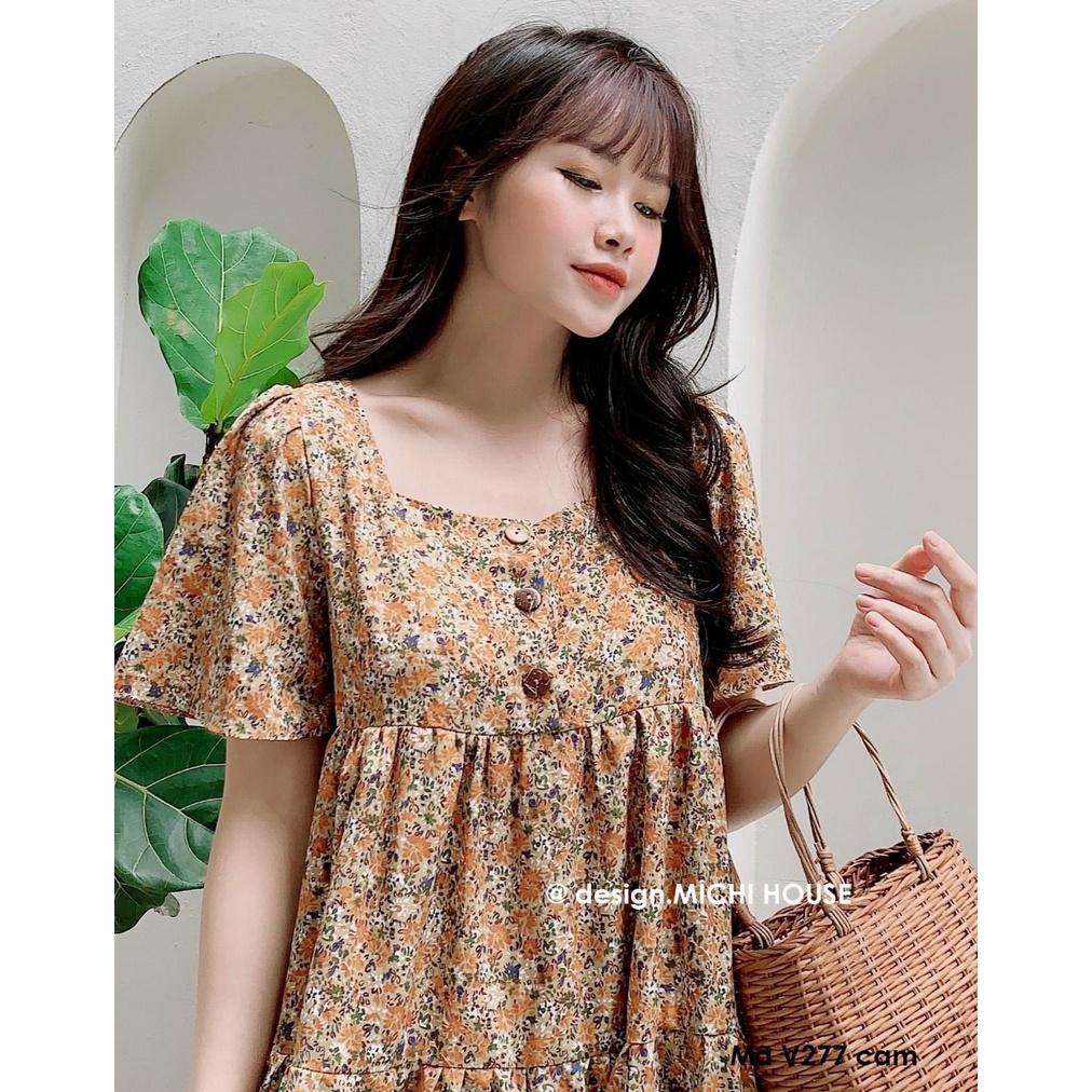 Đầm bầu công sở thiết kế - váy bầu cao cấp hoa nhí xinh xắn mùa hè