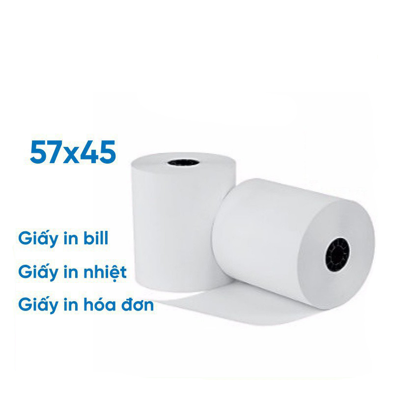 Combo 10 cuộn giấy in nhiệt Oji K57x45 (57mmx45mm) Chuyên dùng in bill, in hóa đơn bán hàng shop online, cửa hàng, quán Cafe,...Hàng chính hãng