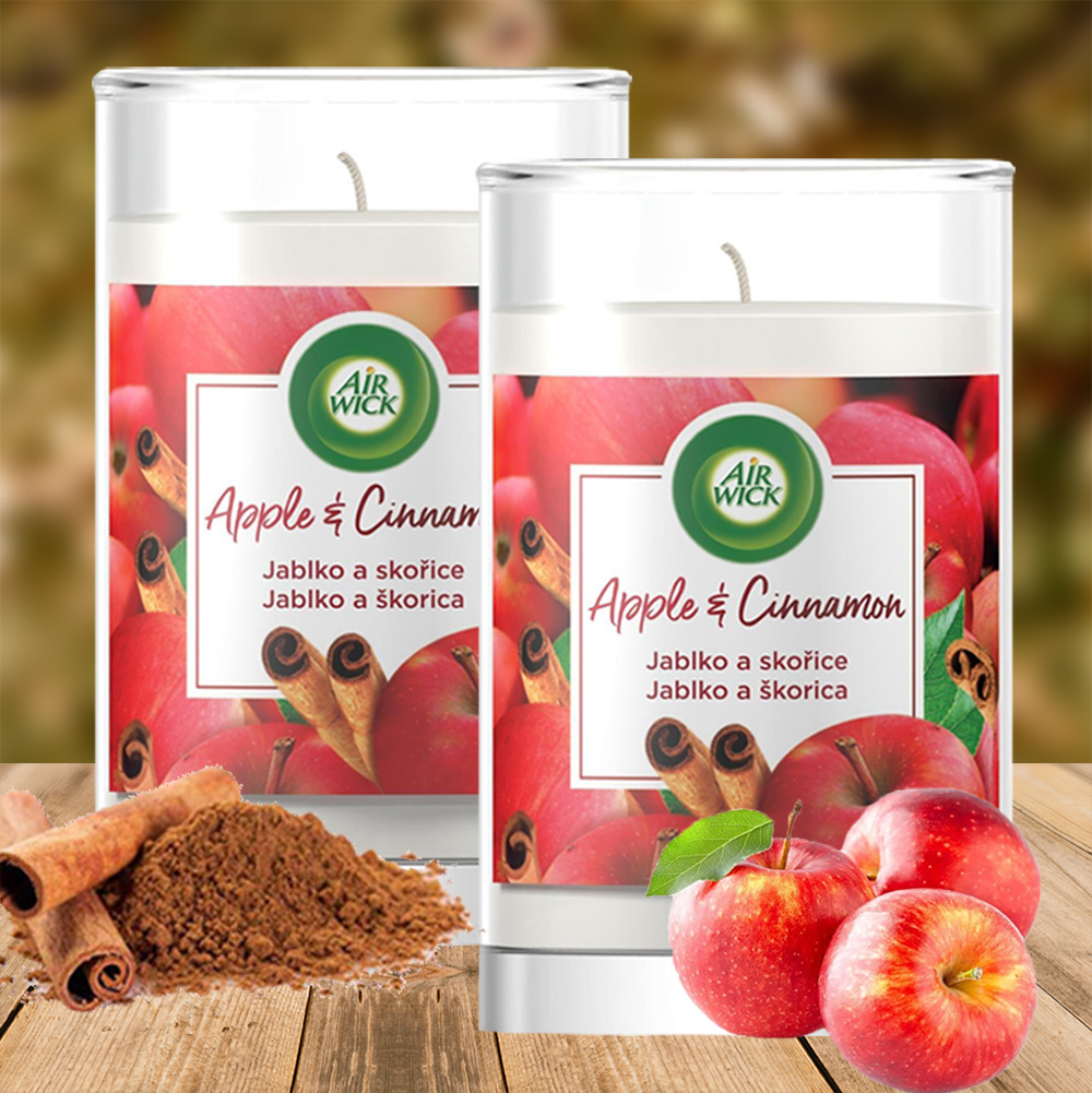 Combo 2 ly nến thơm tinh dầu Air Wick Apple Cinnamon 310g XXL - hương táo, quế, nến trang trí, thơm phòng, thư giãn, khử mùi